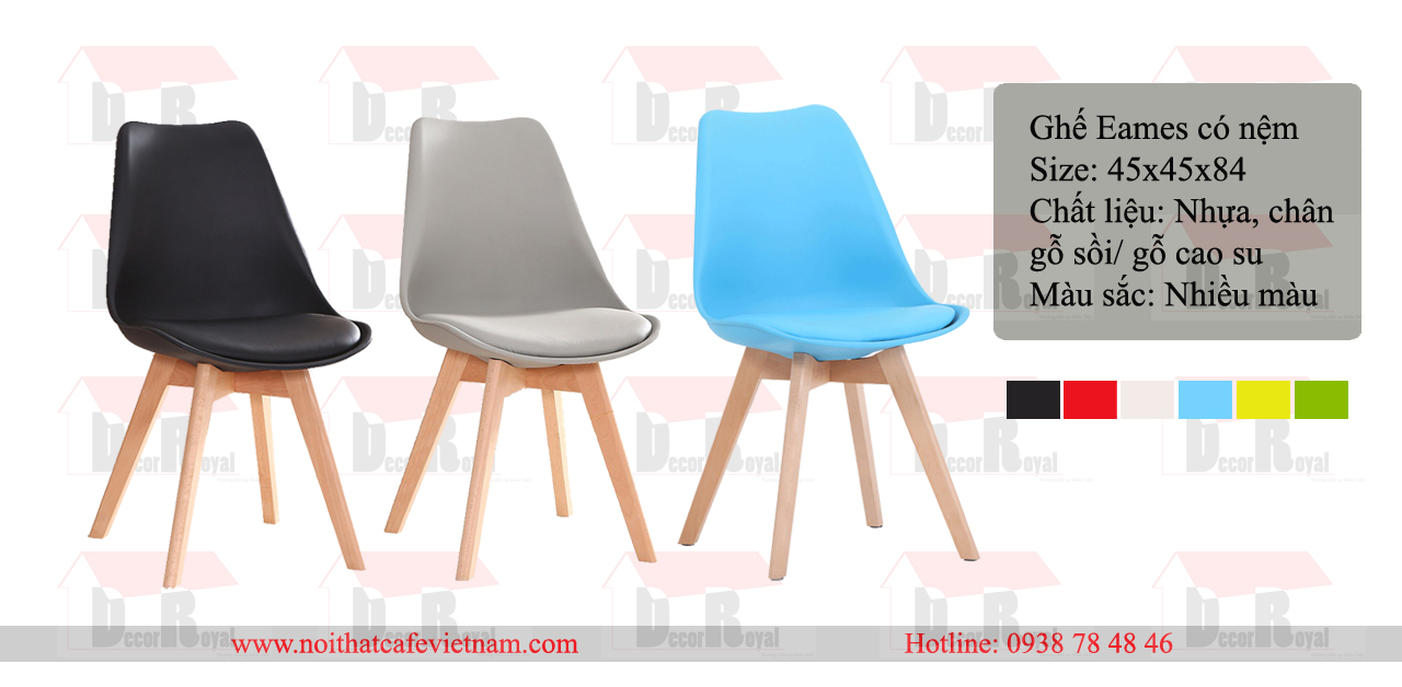 Ghế Eames chân gỗ đúc có nệm Ghế Eames chân gỗ đúc có nệm